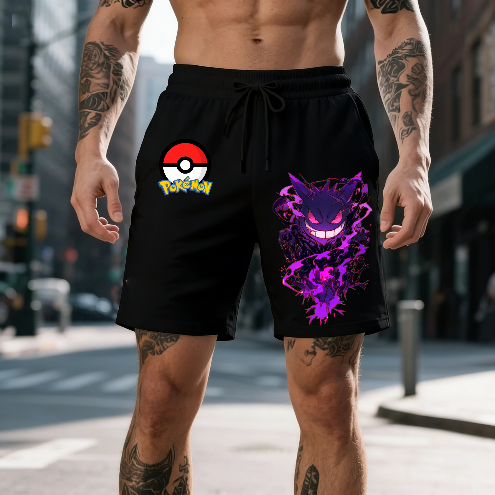 Anime Merchandise Shop - 2026 Pokemon Gengar Print Shorts Men's