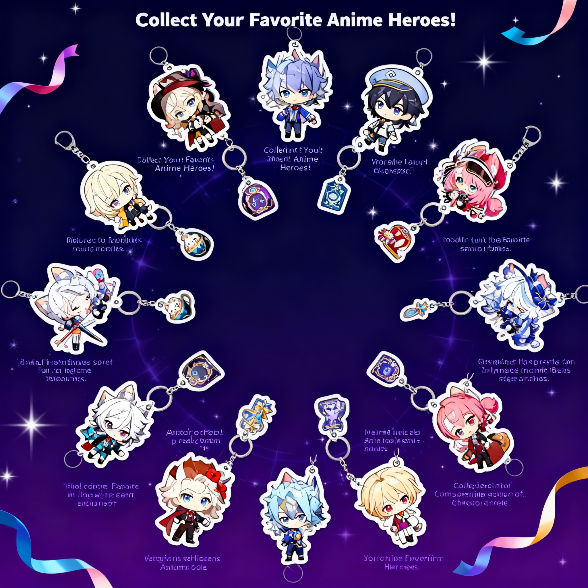 Anime Merchandise Keychain - Genshin Impact Traveler Wanderer Klee Scaramouche