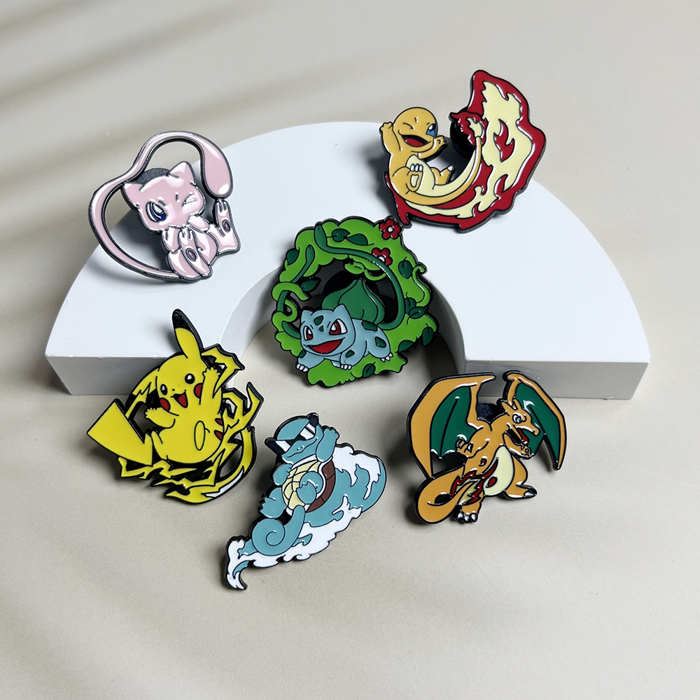 Enamel Pin Set - 6pcs Anime Pins Set Pokemon Enamel